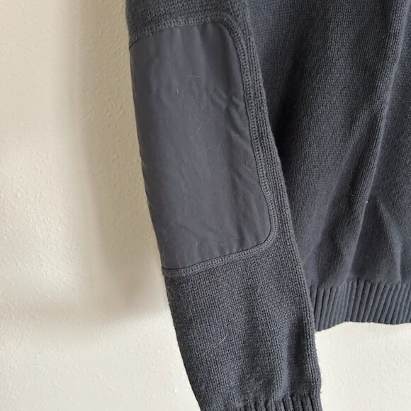 Duluth Trading Co Sweater Gray 1/4 Zip Mock Neck Elbow Patch Cotton Wool - Picture 4 of 7